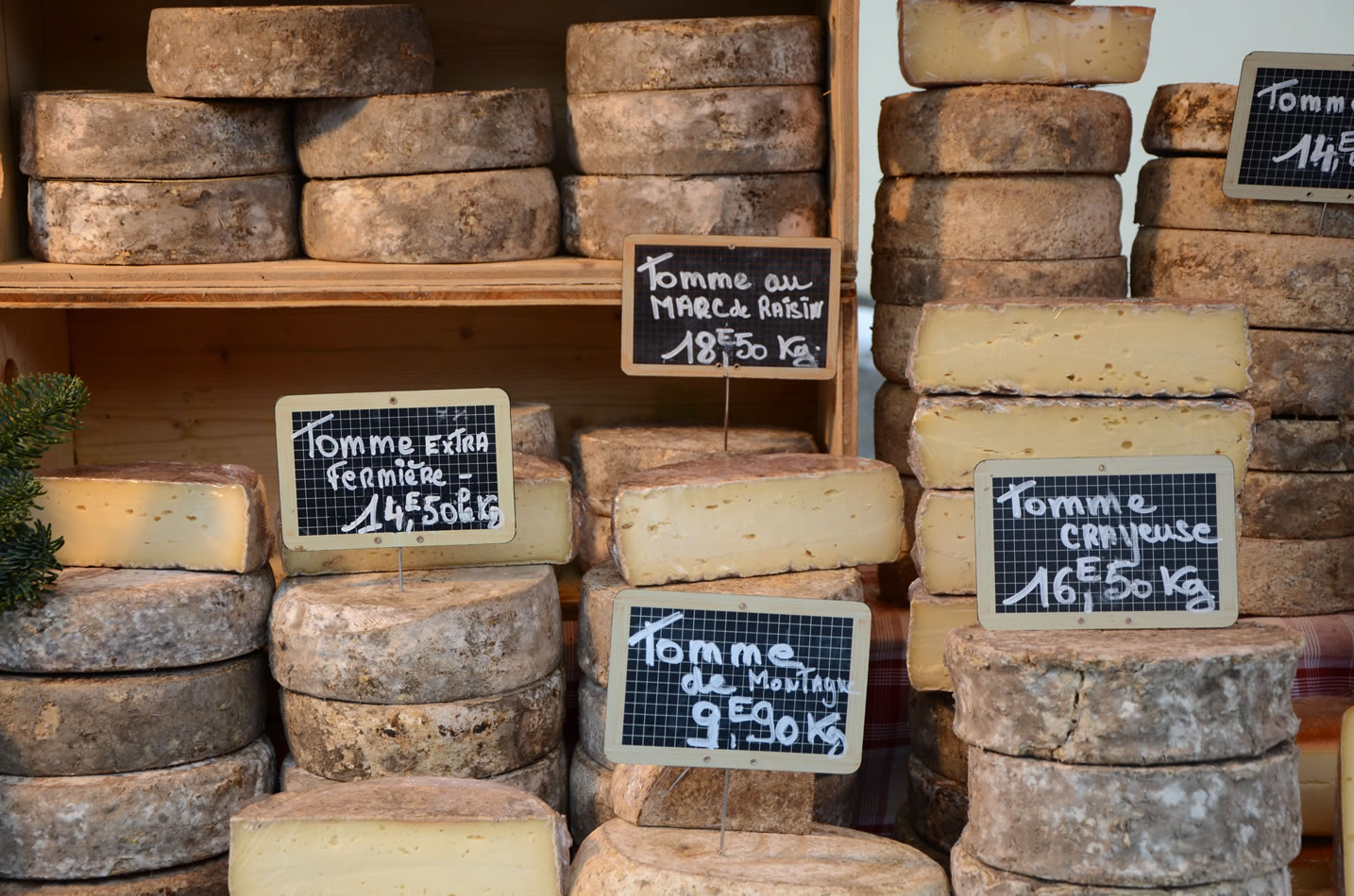 Local cheese market stall in Morzine